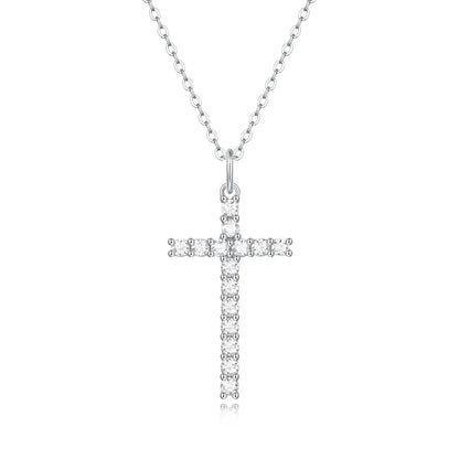 Elegant Cross Sterling Silver Moissanite Pendant Necklace In Bulk