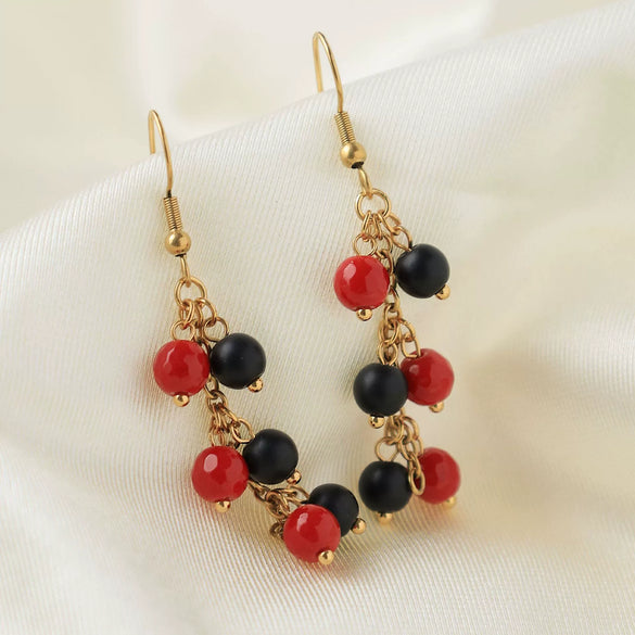 Elegant Crystal Tassel Earrings Stainless Steel Multicolor Natural Stone Geometric Electroplating