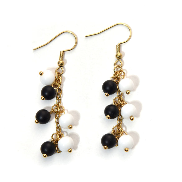 Elegant Crystal Tassel Earrings Stainless Steel Multicolor Natural Stone Geometric Electroplating