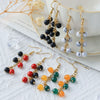 Elegant Crystal Tassel Earrings Stainless Steel Multicolor Natural Stone Geometric Electroplating