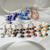 Elegant Crystal Tassel Earrings Stainless Steel Multicolor Natural Stone Geometric Electroplating