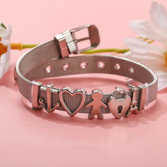 Elegant Cute Cartoon Character Heart Shape Titanium Steel Bangle