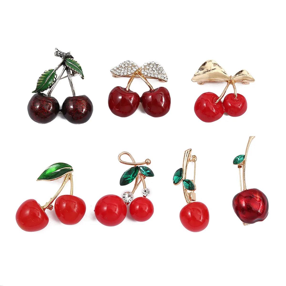 Elegant Cute Cherry Alloy Inlay Rhinestones Women'S Brooches