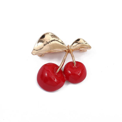 Elegant Cute Cherry Alloy Inlay Rhinestones Women'S Brooches