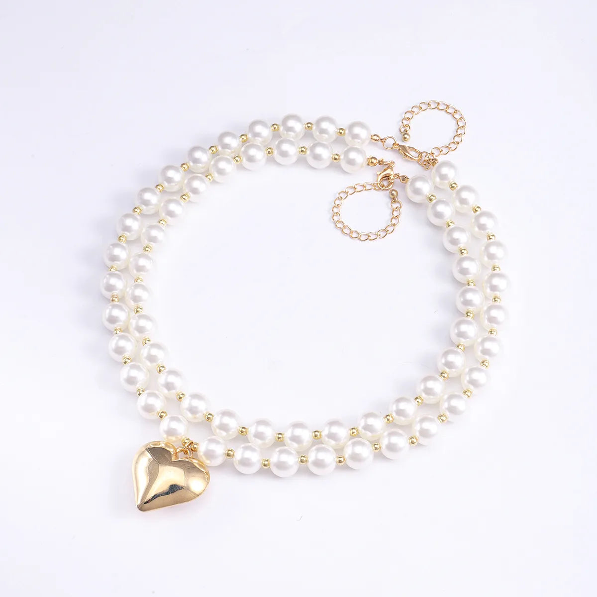 Elegant Cute Heart Shape Artificial Pearl Alloy Plastic Wholesale Double Layer Necklaces