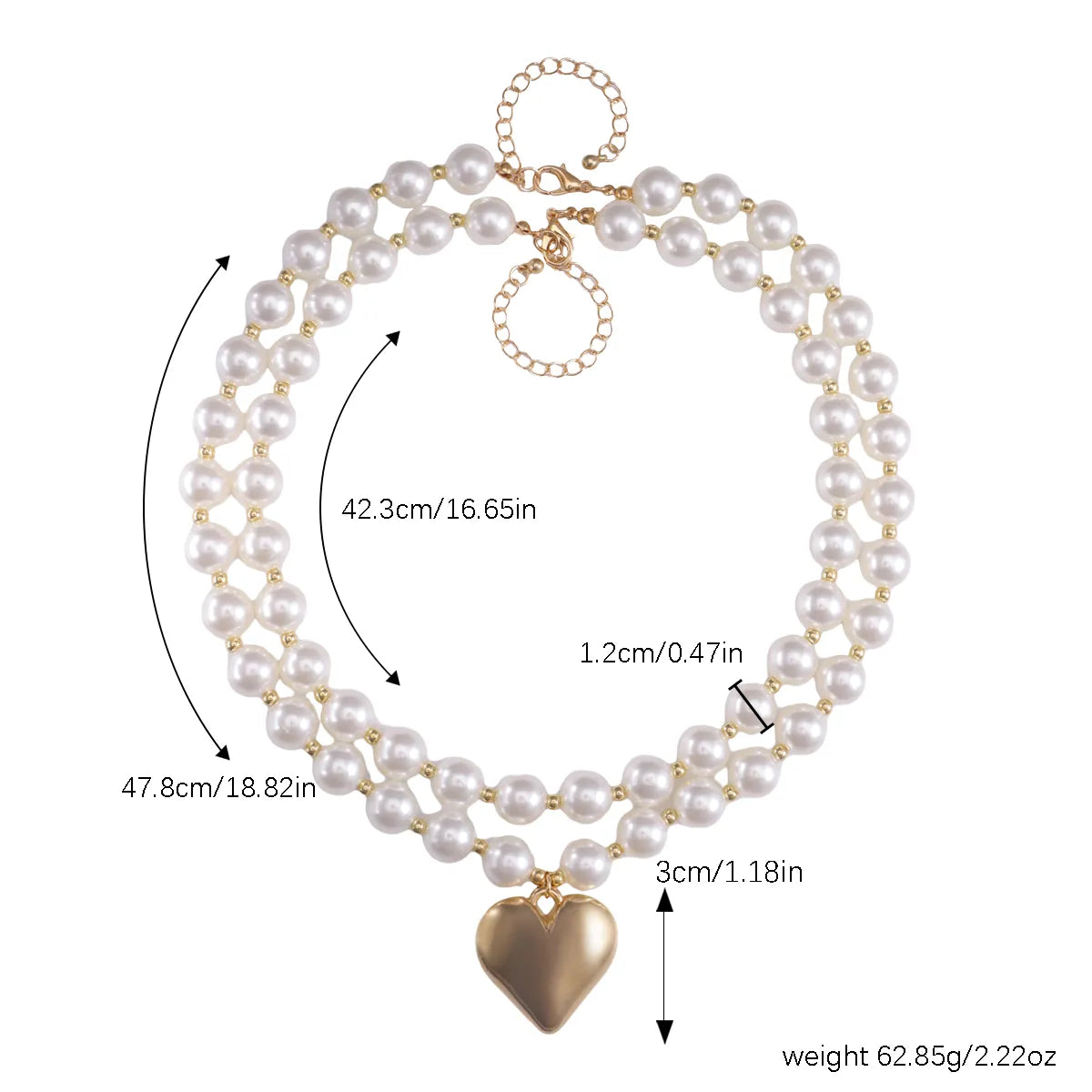 Elegant Cute Heart Shape Artificial Pearl Alloy Plastic Wholesale Double Layer Necklaces