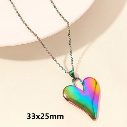 Wholesale Jewelry Elegant Cute Heart Shape 304 Stainless Steel 18K Gold Plated Plating Pendant Necklace