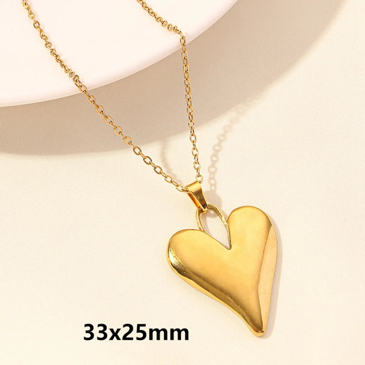 Wholesale Jewelry Elegant Cute Heart Shape 304 Stainless Steel 18K Gold Plated Plating Pendant Necklace