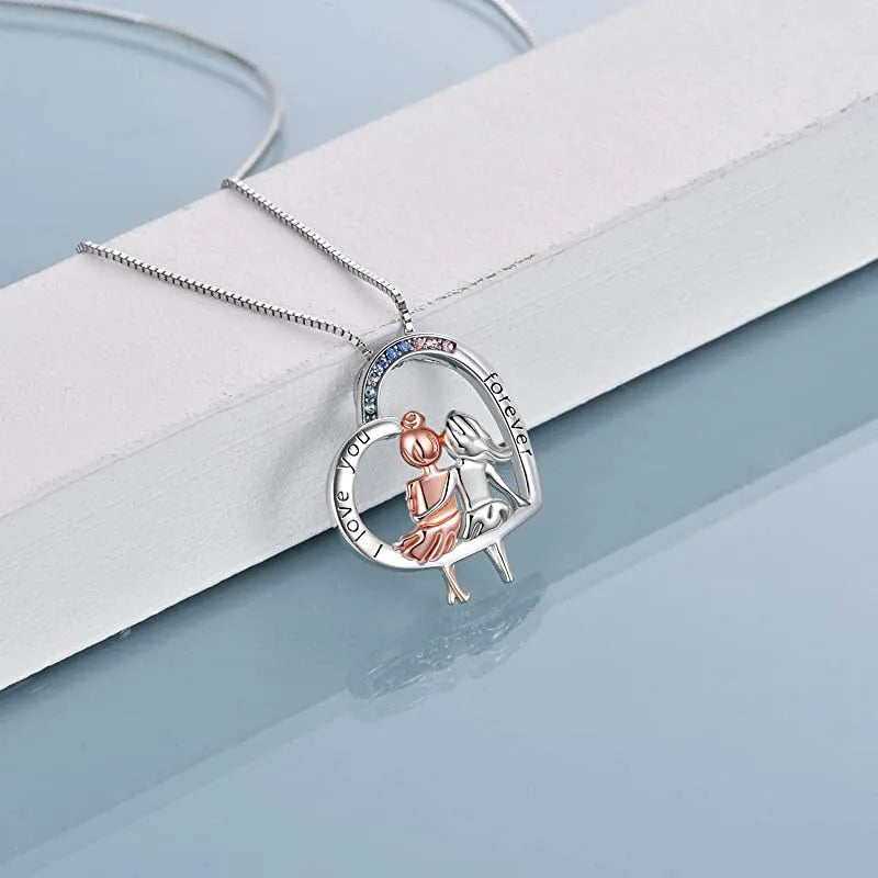 Elegant Cute Lady Heart Shape Sterling Silver Plating Inlay Zircon Pendant Necklace