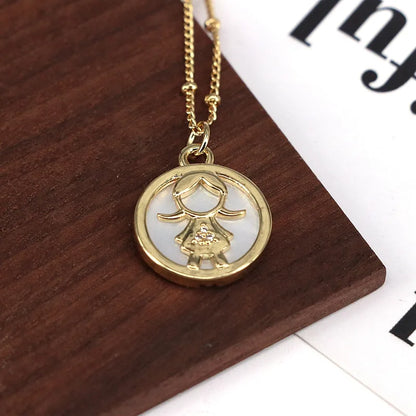 Elegant Cute Simple Style Cartoon Character 18K Gold Plated Shell Copper Wholesale Pendant Necklace