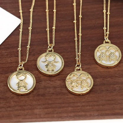 Elegant Cute Simple Style Cartoon Character 18K Gold Plated Shell Copper Wholesale Pendant Necklace