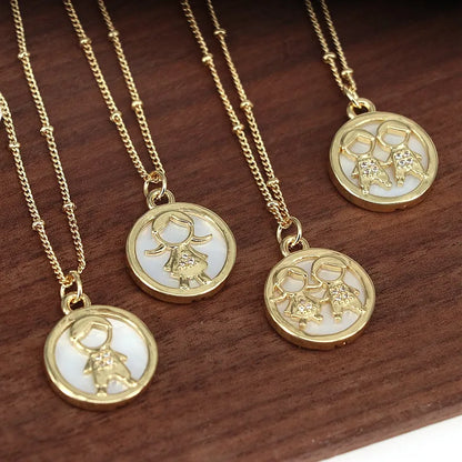 Elegant Cute Simple Style Cartoon Character 18K Gold Plated Shell Copper Wholesale Pendant Necklace