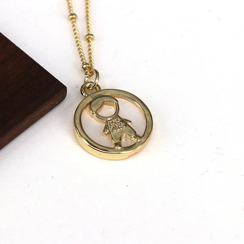 Elegant Cute Simple Style Cartoon Character 18K Gold Plated Shell Copper Wholesale Pendant Necklace