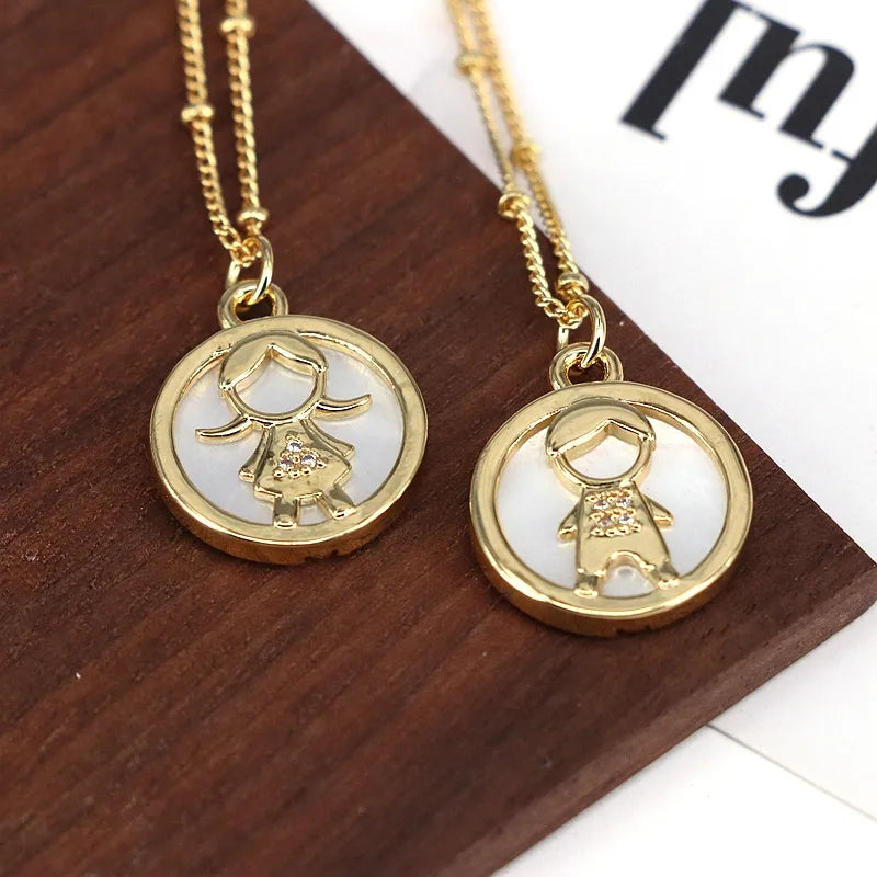 Elegant Cute Simple Style Cartoon Character 18K Gold Plated Shell Copper Wholesale Pendant Necklace