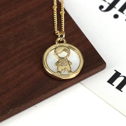 Elegant Cute Simple Style Cartoon Character 18K Gold Plated Shell Copper Wholesale Pendant Necklace