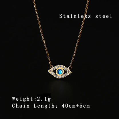 304 Stainless Steel 18K Gold Plated Elegant Cute Simple Style Polishing Plating Inlay Devil'S Eye Zircon Necklace