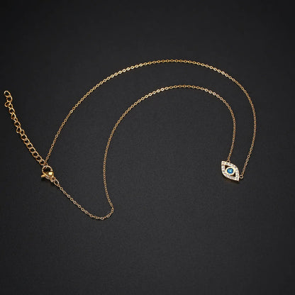 304 Stainless Steel 18K Gold Plated Elegant Cute Simple Style Polishing Plating Inlay Devil'S Eye Zircon Necklace