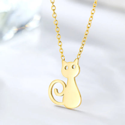 Elegant Cute Solid Color Stainless Steel Plating Hollow Out 18k Gold Plated Pendant Necklace