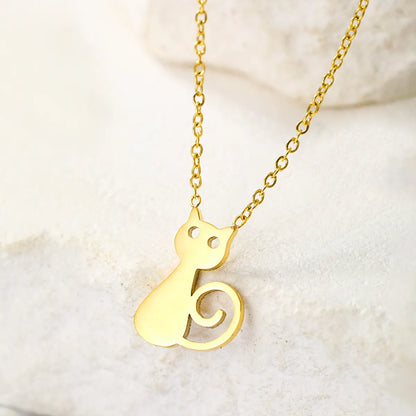 Elegant Cute Solid Color Stainless Steel Plating Hollow Out 18k Gold Plated Pendant Necklace