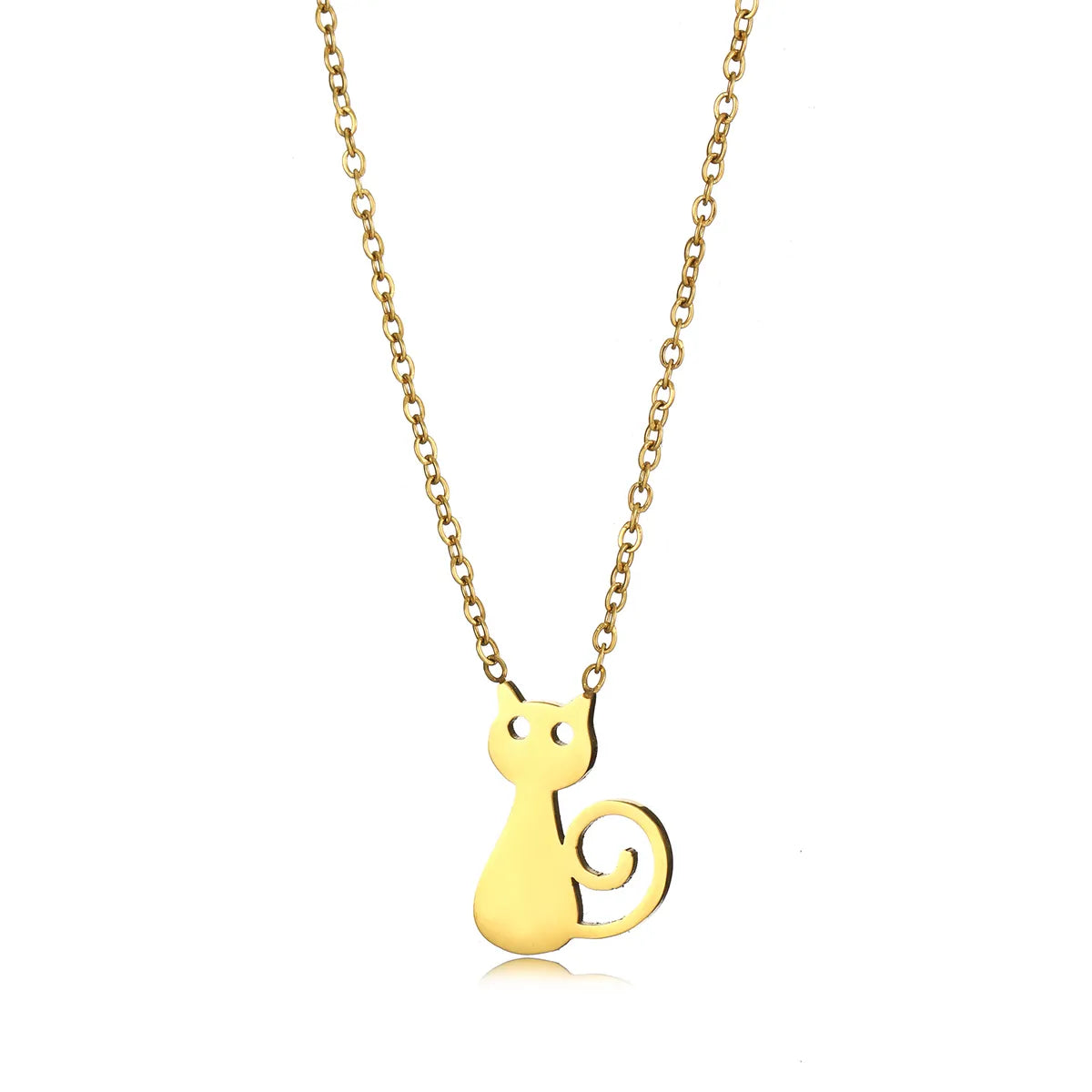 Elegant Cute Solid Color Stainless Steel Plating Hollow Out 18k Gold Plated Pendant Necklace