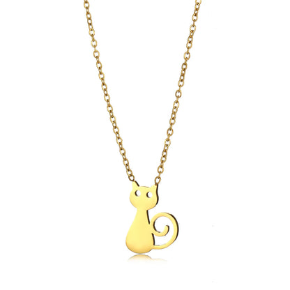 Elegant Cute Solid Color Stainless Steel Plating Hollow Out 18k Gold Plated Pendant Necklace