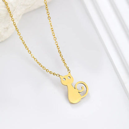 Elegant Cute Solid Color Stainless Steel Plating Hollow Out 18k Gold Plated Pendant Necklace