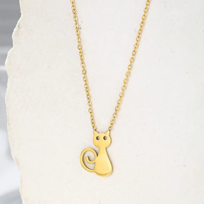 Elegant Cute Solid Color Stainless Steel Plating Hollow Out 18k Gold Plated Pendant Necklace