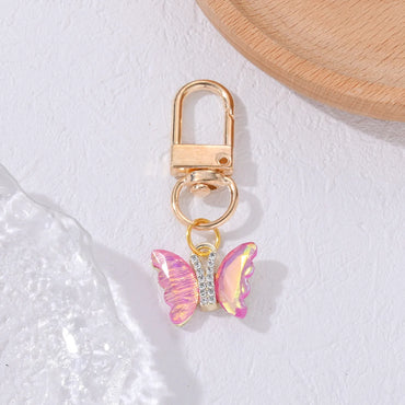 Elegant Cute Sweet Butterfly Alloy Inlay Rhinestones Bag Pendant Keychain