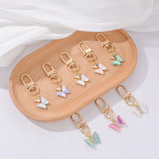 Elegant Cute Sweet Butterfly Alloy Inlay Rhinestones Bag Pendant Keychain