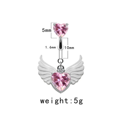 Elegant Cute Wings Butterfly Stainless Steel Copper Plating Inlay Rhinestones Zircon White Gold Plated Belly Ring