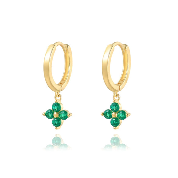 Elegant Daily Workplace Lucky Grass Clover Flower Geometric S925 Sterling Silver Earrings With Inlaid Zircon