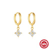 Elegant Daily Workplace Lucky Grass Clover Flower Geometric S925 Sterling Silver Earrings With Inlaid Zircon