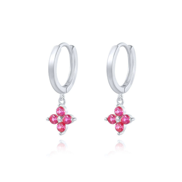 Elegant Daily Workplace Lucky Grass Clover Flower Geometric S925 Sterling Silver Earrings With Inlaid Zircon
