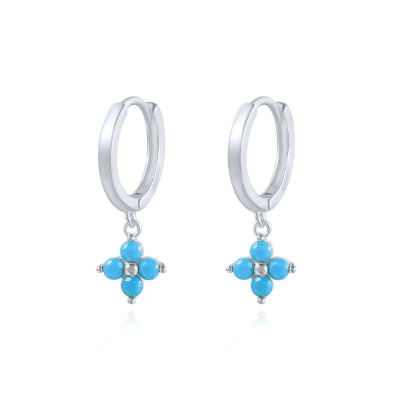 Elegant Daily Workplace Lucky Grass Clover Flower Geometric S925 Sterling Silver Earrings With Inlaid Zircon