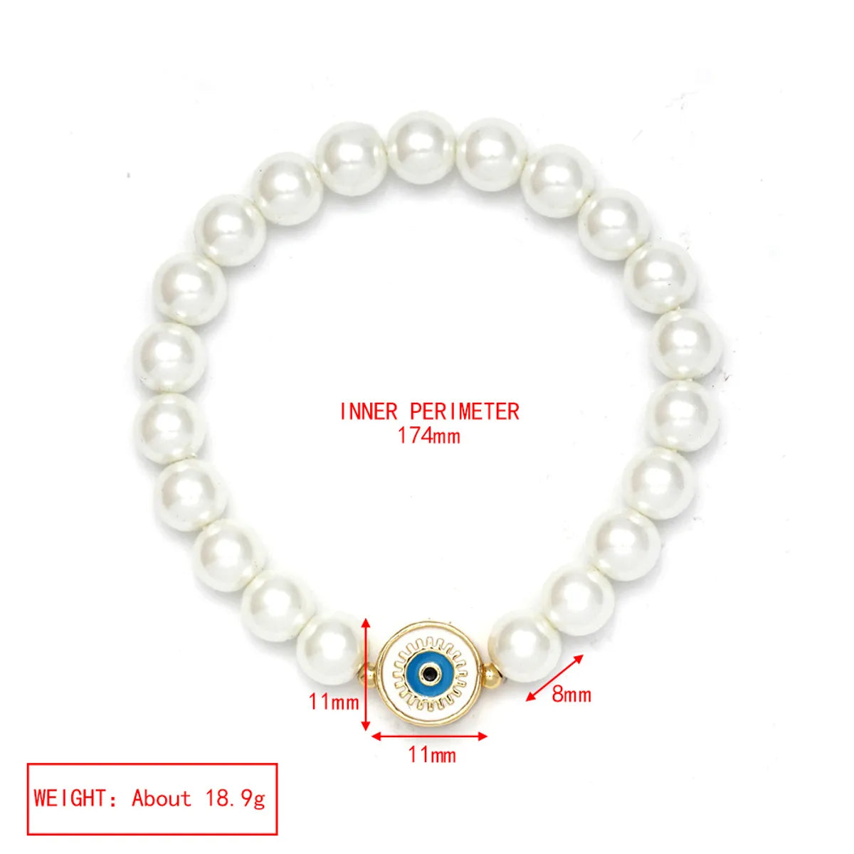 Elegant Devil'S Eye Heart Shape Artificial Pearl Glass Copper Wholesale Bracelets