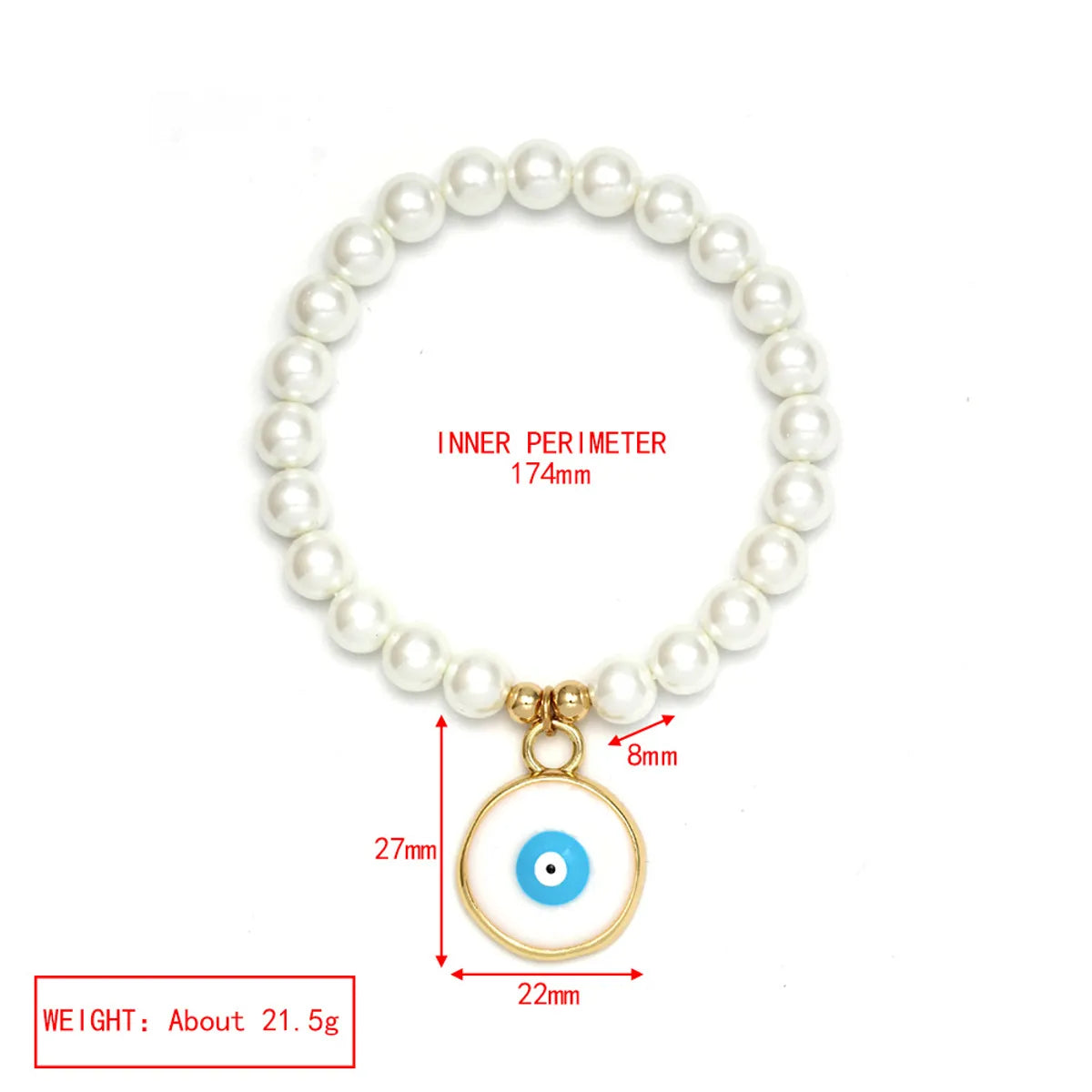 Elegant Devil'S Eye Heart Shape Artificial Pearl Glass Copper Wholesale Bracelets