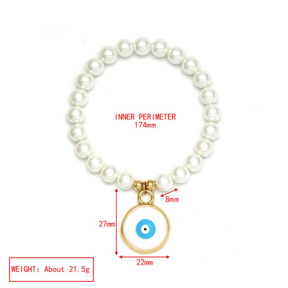 Elegant Devil'S Eye Heart Shape Artificial Pearl Glass Copper Wholesale Bracelets