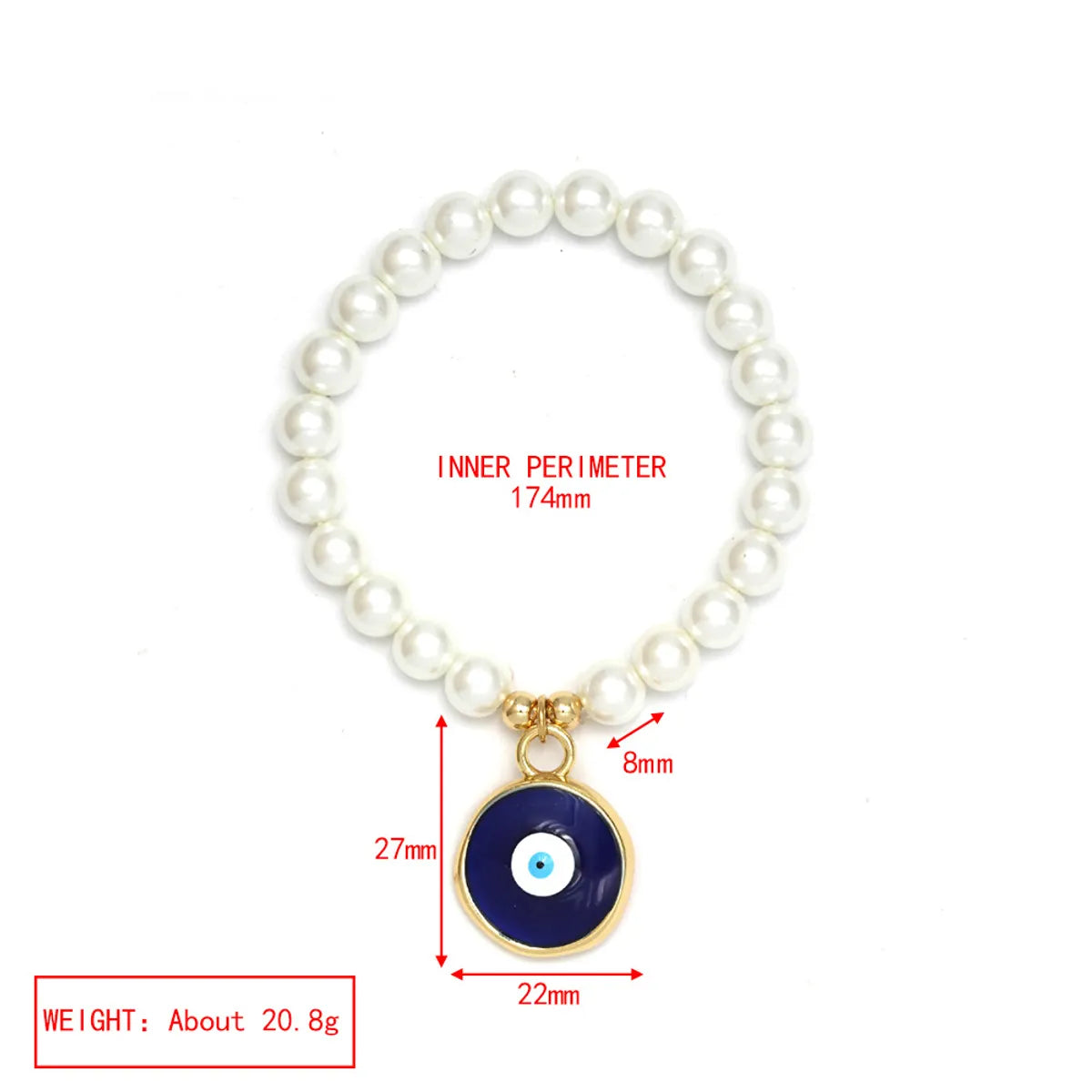 Elegant Devil'S Eye Heart Shape Artificial Pearl Glass Copper Wholesale Bracelets