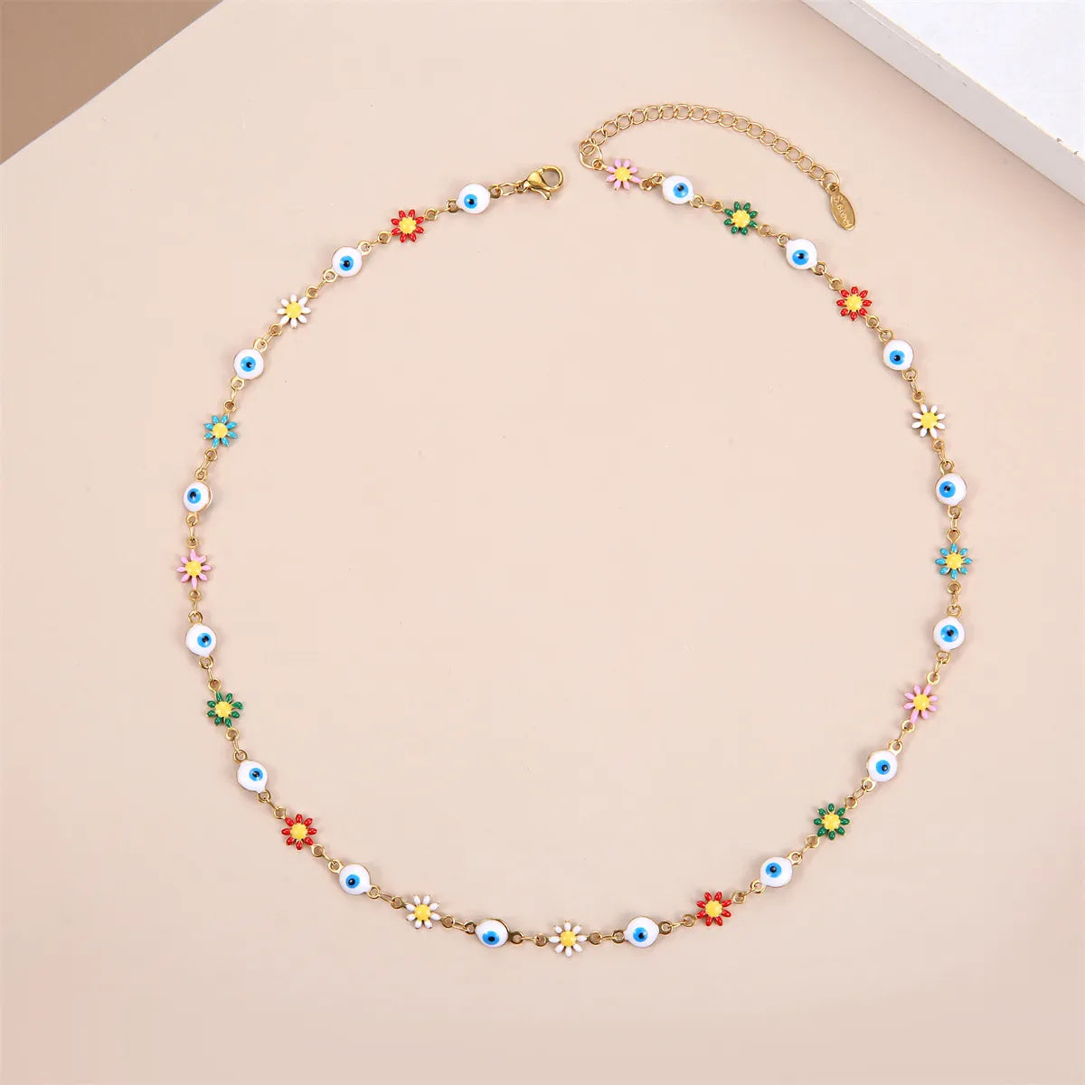 Elegant Devil's Eye Stainless Steel Natural Stone Plating Necklace