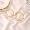 Elegant Double Ring Earrings For Women Alloy Electroplated Simple Geometric Fashion All Match Piercing Earrings