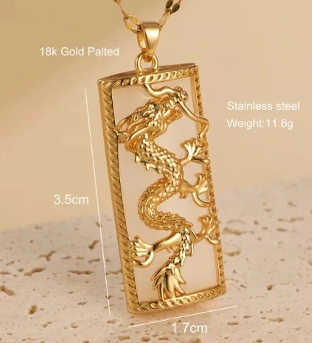 Elegant Dragon Stainless Steel Plating 18k Gold Plated Necklace