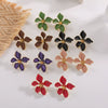 Elegant Electroplated Alloy Flower Earrings For Women With Stainless Steel Posts Classic Floral Design Wholesale Jewelry