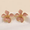 Elegant Electroplated Alloy Flower Earrings For Women With Stainless Steel Posts Classic Floral Design Wholesale Jewelry