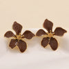 Elegant Electroplated Alloy Flower Earrings For Women With Stainless Steel Posts Classic Floral Design Wholesale Jewelry