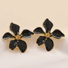 Elegant Electroplated Alloy Flower Earrings For Women With Stainless Steel Posts Classic Floral Design Wholesale Jewelry