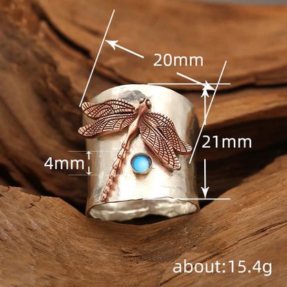 Elegant Exaggerated Dragonfly Alloy Plating Unisex Rings