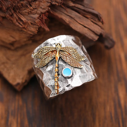 Elegant Exaggerated Dragonfly Alloy Plating Unisex Rings