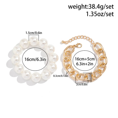 Elegant Exaggerated Geometric Imitation Pearl Aluminum Beaded Plating Women's Bracelets