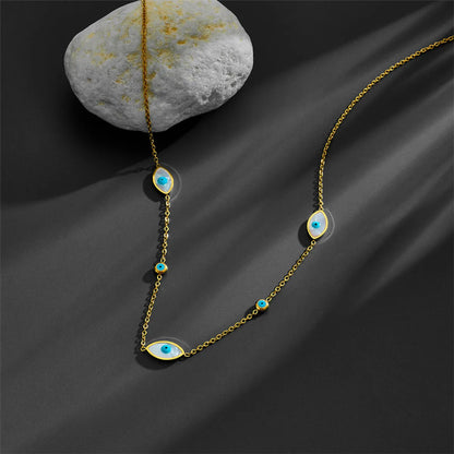 Elegant Eye Titanium Steel Plating 18k Gold Plated Necklace