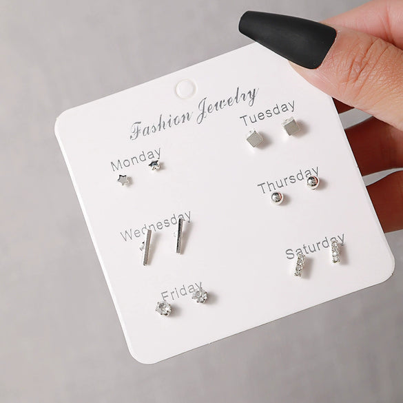 Elegant Fairy Women's Ear Studs And Combination Earrings Alloy Stainless Steel Heart Pattern Electroplating